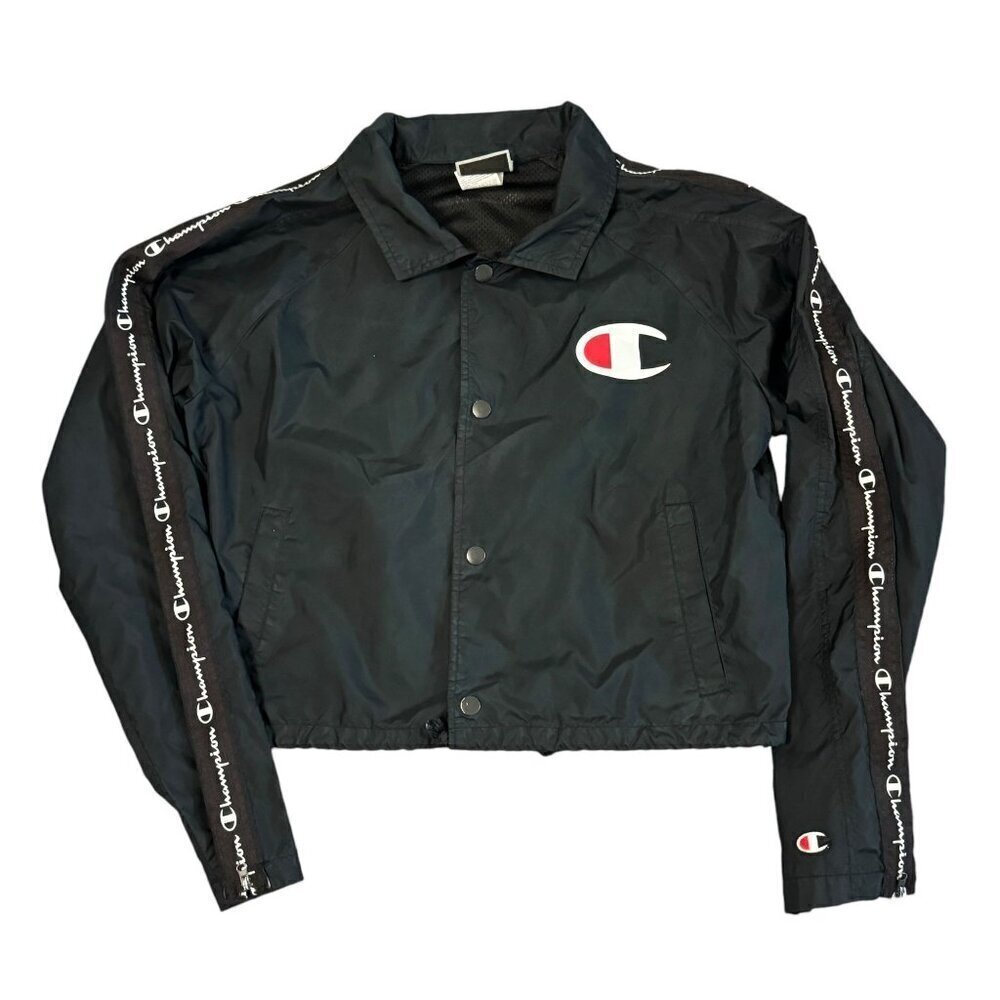 Champion Women's Cropped Coaches Jacket Long Sleeve Button Fly Closure Size S